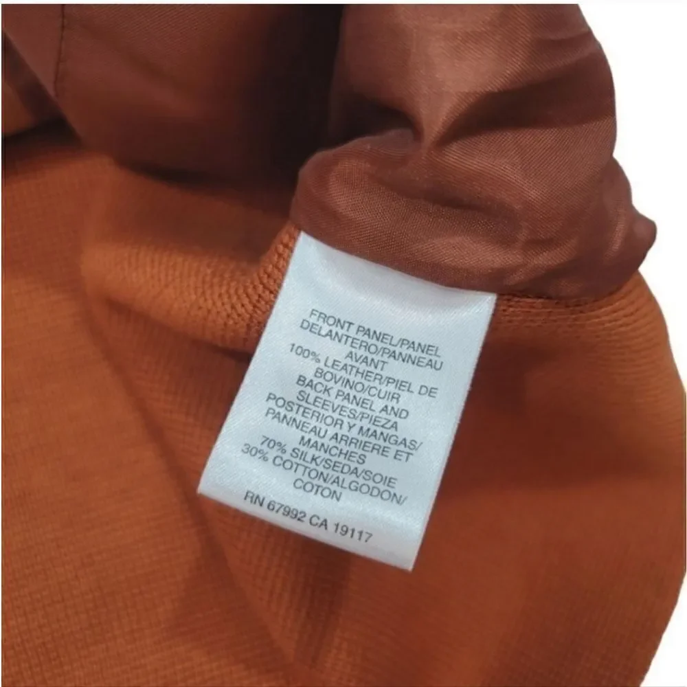 Sigrid Olsen Suede Leather and Silk Blend Knit Jacket in Pumpkin Size Medium - Picture 8 of 11